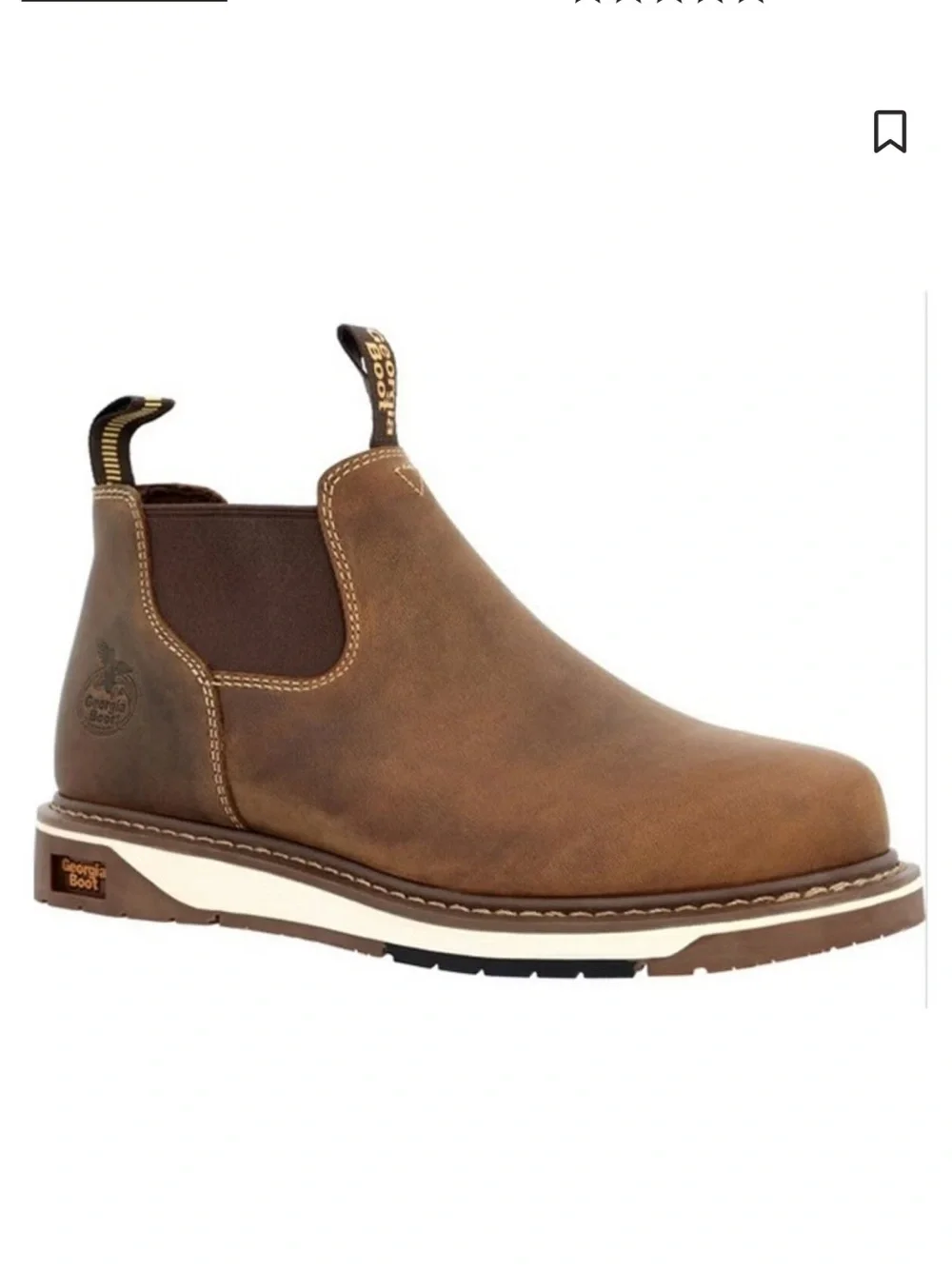 New Mens Georgia Boot AMP LT Brown Chelsea Wedge Romeo Work Boots Soft Toe 12